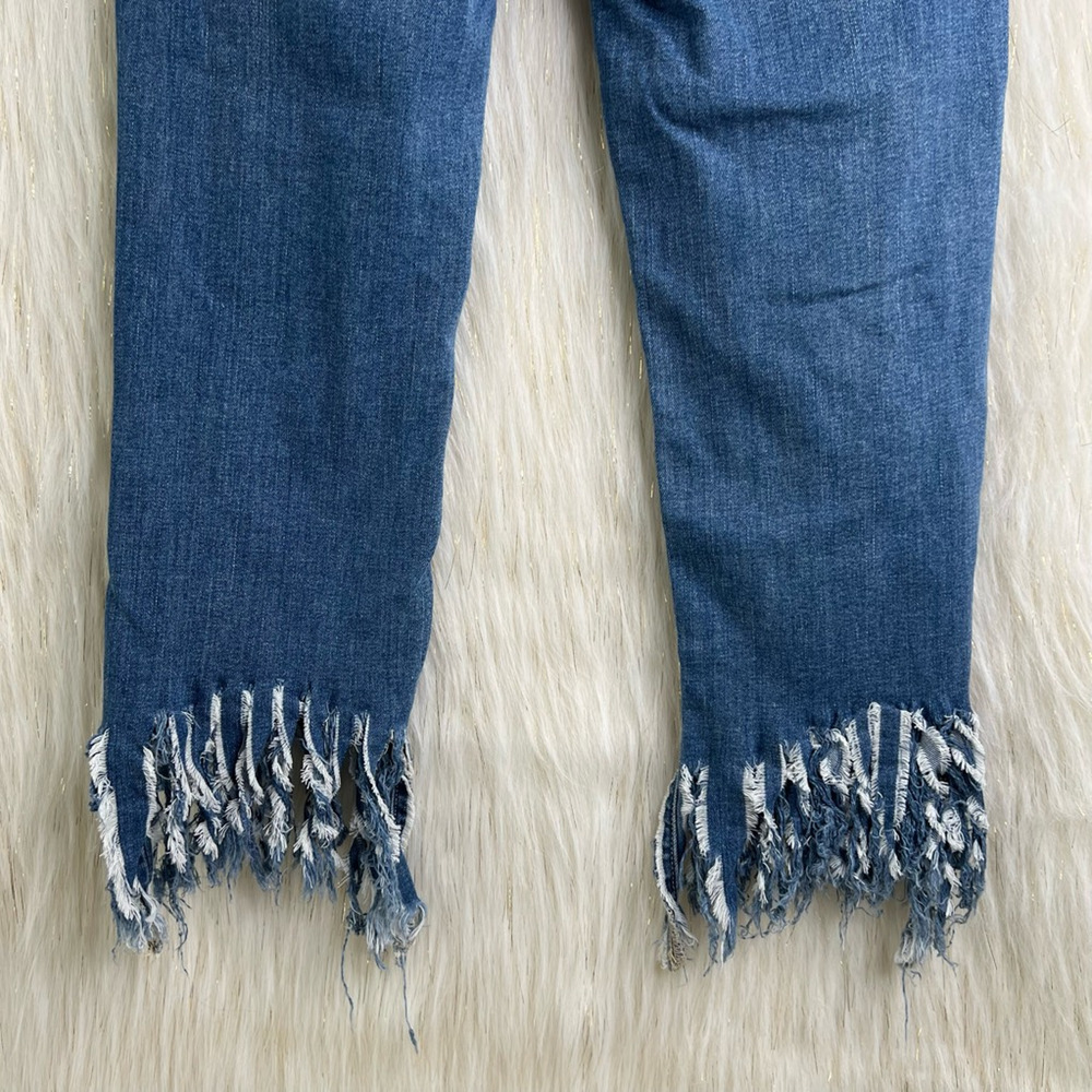 Kancan Womens Miranda-Vera Capri Jeans Blue Distressed Stretch Pockets Juniors 1 - Picture 6 of 9